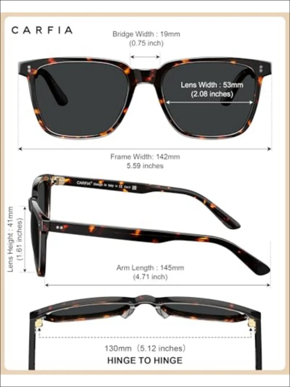 Acetate Polarized Sunglasses UV400 Protection Retro Square Women's Eyewear